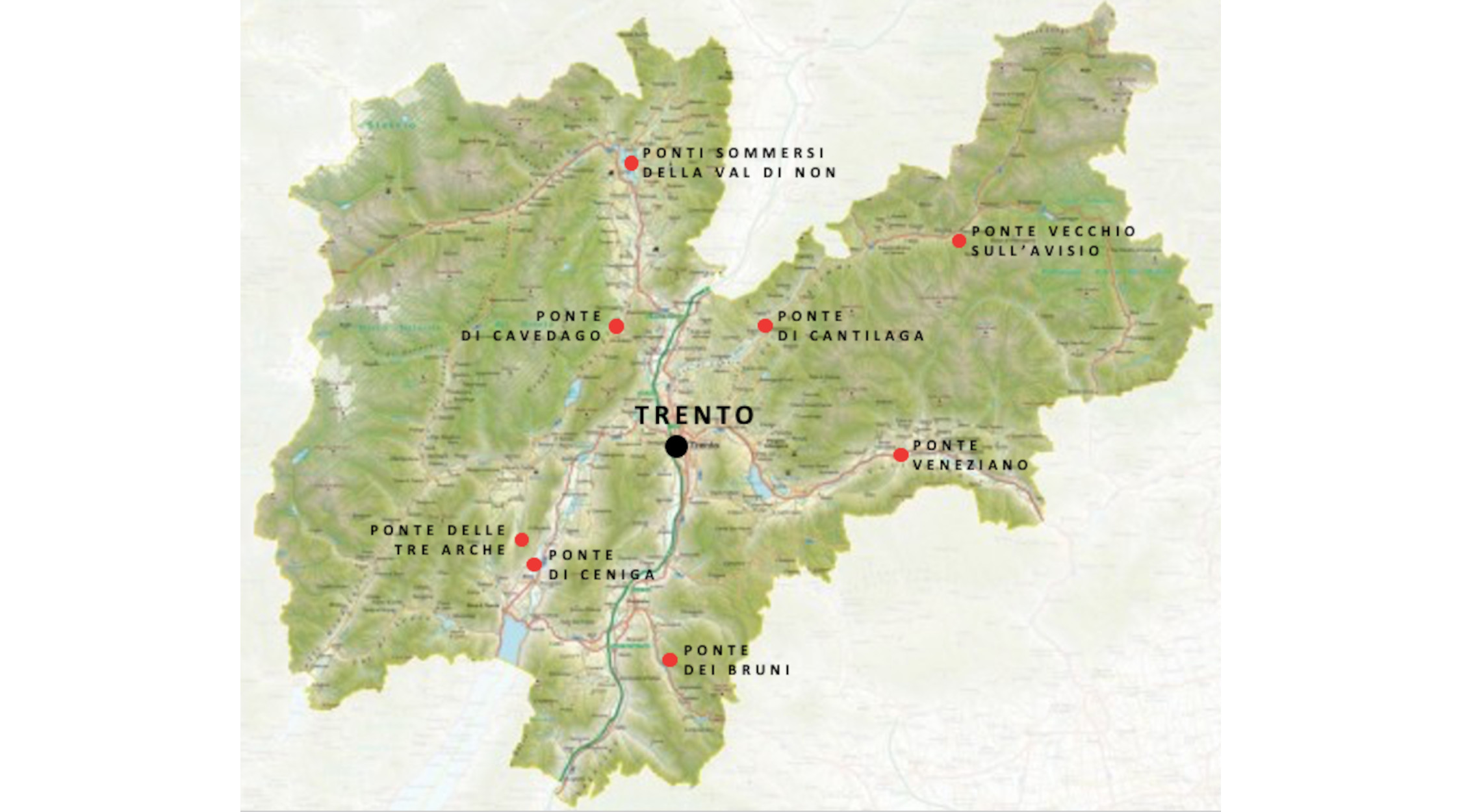 mappa ponti storici del Trentino